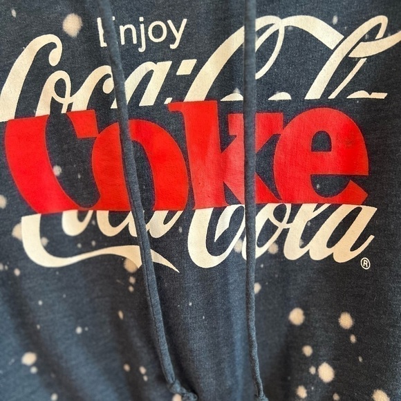 Women’s size large, Coka Cola hooded shirt, bleached,cropped - Picture 4 of 6